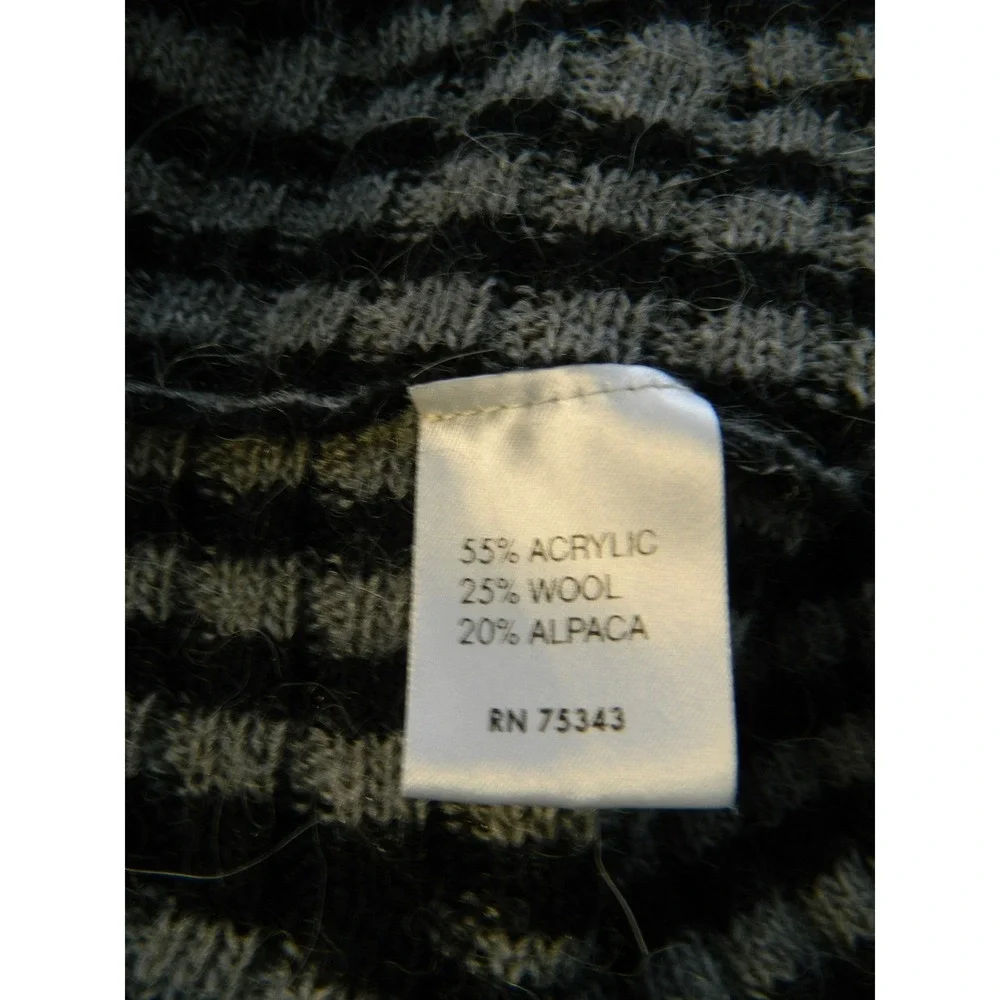 Lineamaglia Alpaca Wool‎ Open Cardigan Sweater Womens Medium Black Grey Striped
